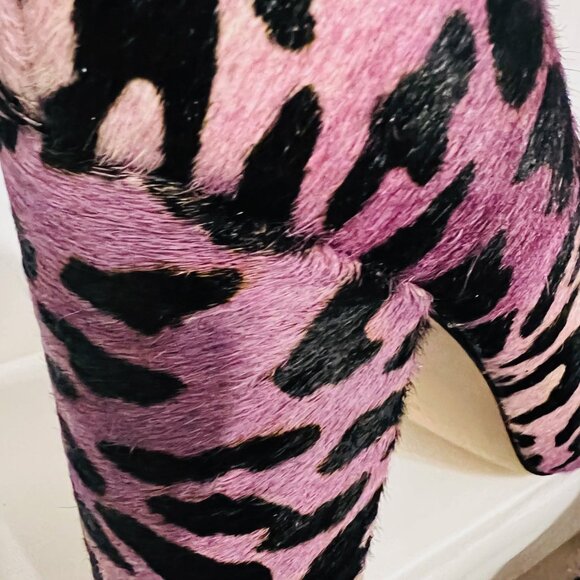 Guess Abagail Y2 Dark Purple/Black Real Calf Fur Animal Print Hide-Leather-Sz. 9 - Picture 2 of 16
